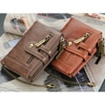 thumbnail image 3 of Genuine Leather Soft Bifold Rfid Wallets for Men Coin Purse Keychain Snap Zip Wallet with Chain 4 Retro Colors to Choose, 3 of 19