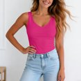 thumbnail image 6 of idosla Women's Double Lined V Neck Tank Tops Summer Basic Sleeveless Shirts Cute Trendy Going Out Tops (Hot Pink, XL), 6 of 9