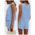 thumbnail image 4 of Qaspx Womens 2 Piece Outfit Sleeveless Tank Top Matching Shorts Loungewear Striped Vacation Sets, 4 of 5