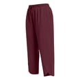 thumbnail image 7 of Vynhevius Womens High Rise Pants Plus Size Wide Leg Smocked Elastic Waistband Casual Relaxed Trousers Solid Color Vacation Bottoms, 7 of 7
