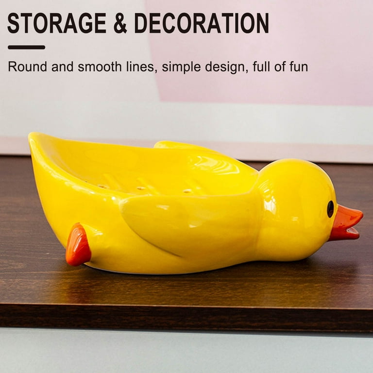 Soap Dish Self Draining Soap Holder Cute Duck Shape Soap Rack for