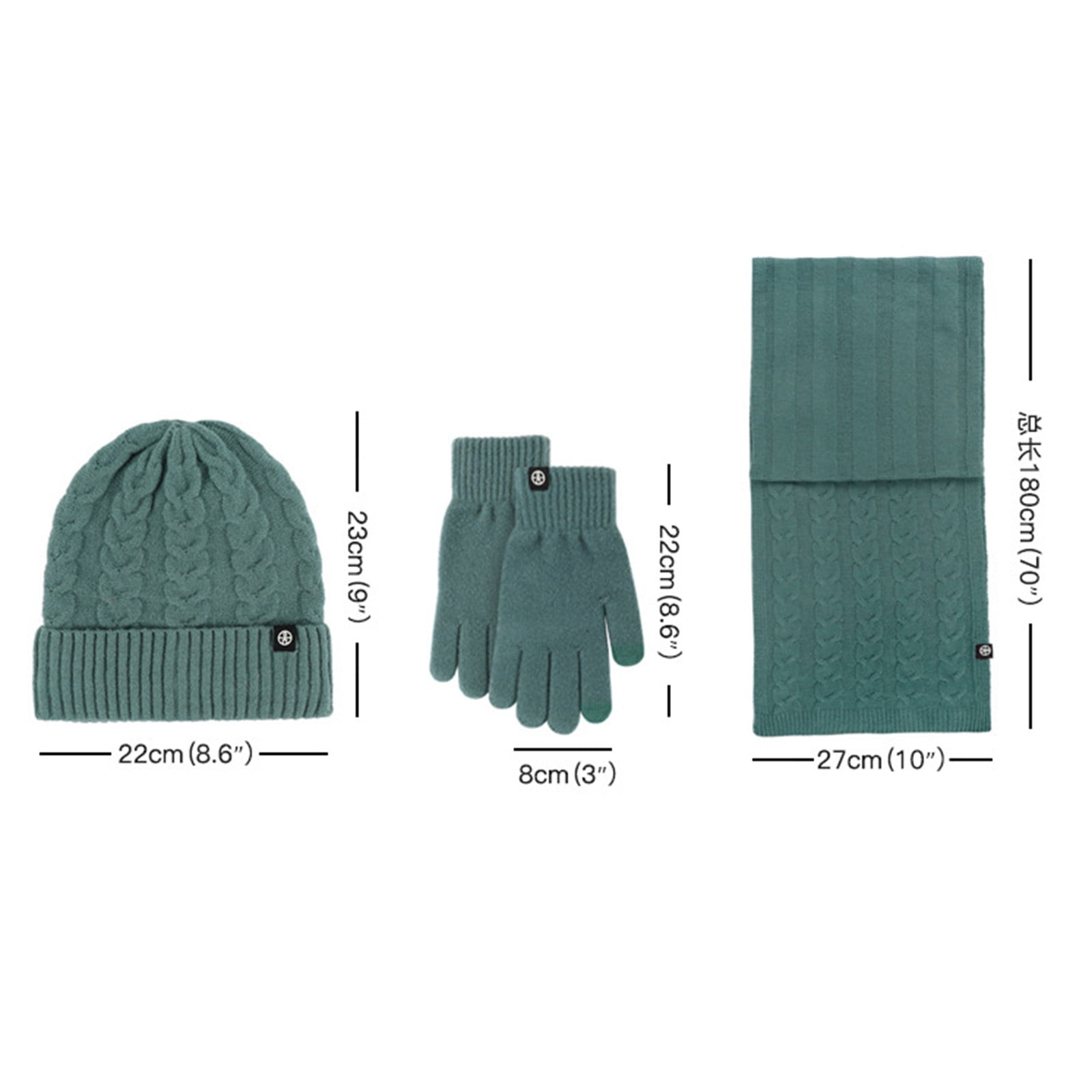AWZXDE Winter Solid Color Hat Scarf Gloves Warm Three-Piece  display picture 3