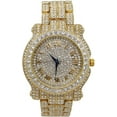 thumbnail image 3 of Charles Raymond Bling Bling Plug Hip Hop Pendant - Iced Out Look Luxury Wristwatch Covered with Crystal Clear Rhinestones - Iced Cuban Bracelet and Blinged Out Ring Gift Set - L0504CRN - 8 GOLD, 3 of 6