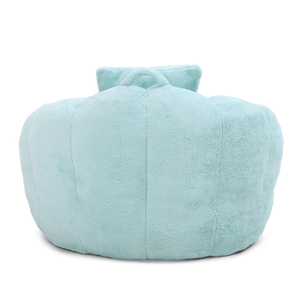 Giant Oversized Bean Bag Chair with Footstool - Faux Fur Shell-Shaped, Pre-Filled for Adults & Kids, Floor Sofa for Gaming, Reading, Living Room & Bedroom