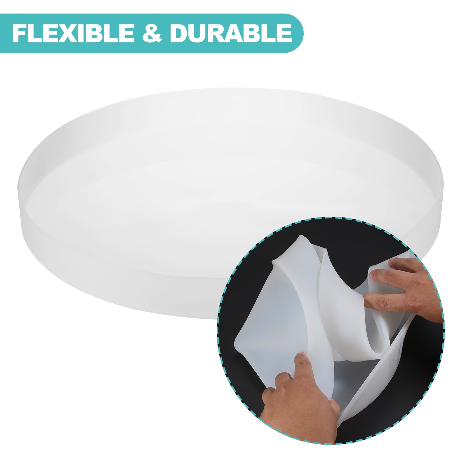 Uxcell 23.6" Charcuterie Board Resin Silicone Mold Tray Epoxy Mould for DIY Art Home Decoration (Round)