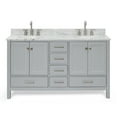 thumbnail image 2 of Ariel Cambridge 61 In. Double Oval Sink Vanity With Carrara White Marble 0.75 In Countertop In Grey, 2 of 10