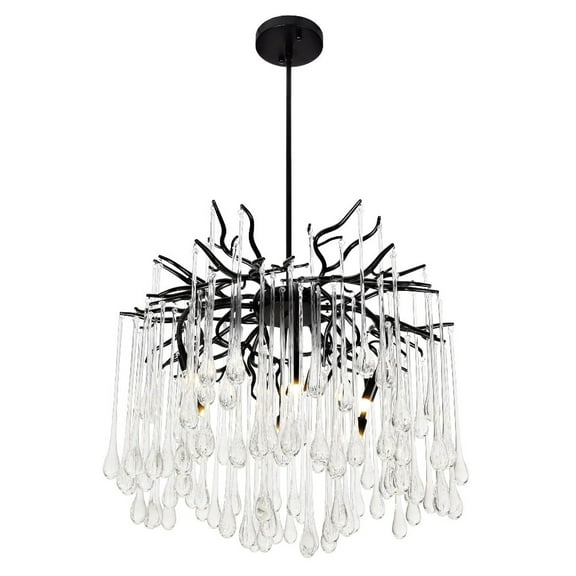 CWI Lighting Anita 6 Light Transitional Glass Chandelier in Black
