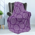 thumbnail image 4 of Purple Mandala Soft Flannel Fleece Throw Blanket, Classic Style Victorian Swirled Floral Branches with Effects Design, Cozy Plush for Indoor and Outdoor Use, 70" x 90", White Purple, by Ambesonne, 4 of 5
