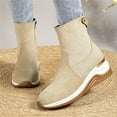 thumbnail image 3 of Dakaela Women's Wedge Ankle Boots Suede Side Zipper Casual High Top Sneakers Arch Support Slip on Work Booties, 3 of 8