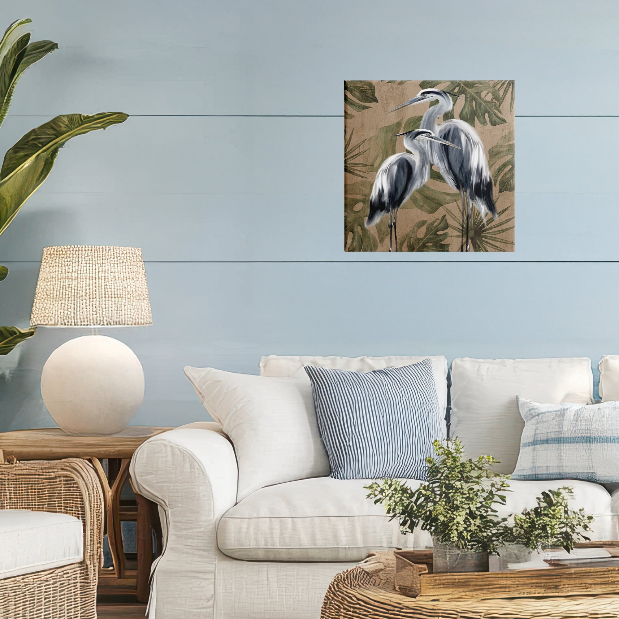 Stupell Industries Two Herons over Tropical Leaves Canvas Wall Art, design by Kim Allen