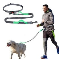 YIHATA Hands Free Dog Leash for Running Walking Training Hiking, Adjustable Waist Belt, Shock Absorbing, Ideal for Medium to Large Dogs(Green Grey )