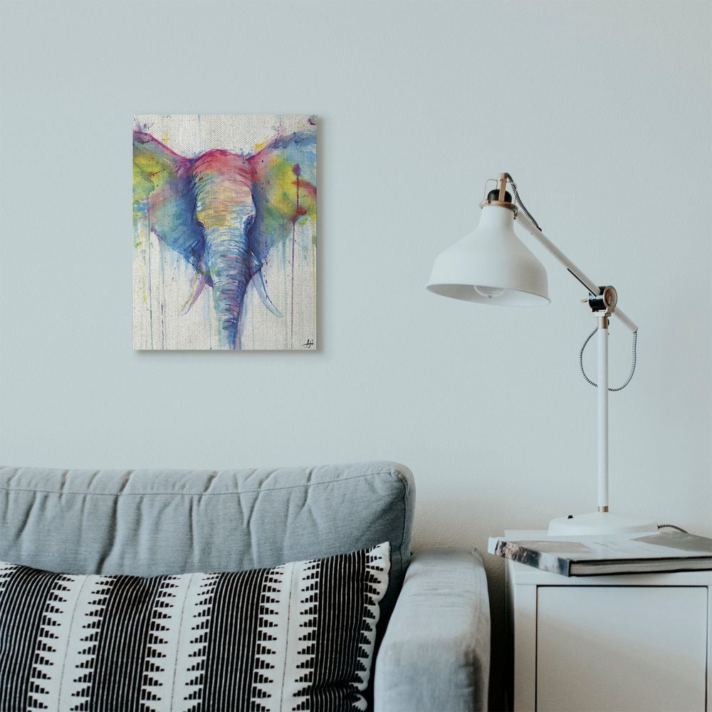Stupell Industries Colorful Abstract Elephant Portrait Animal Watercolor Painting Canvas Wall Art by Marc Allante
