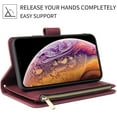 thumbnail image 3 of Wallet Case for iPhone 16e, Premium Vintage PU Leather Zipper Pocket Case with Card Holder Slots Magnetic Closure Kickstand Wrist Strap Shockproof Flip Folio Cover - Wine Red, 3 of 14