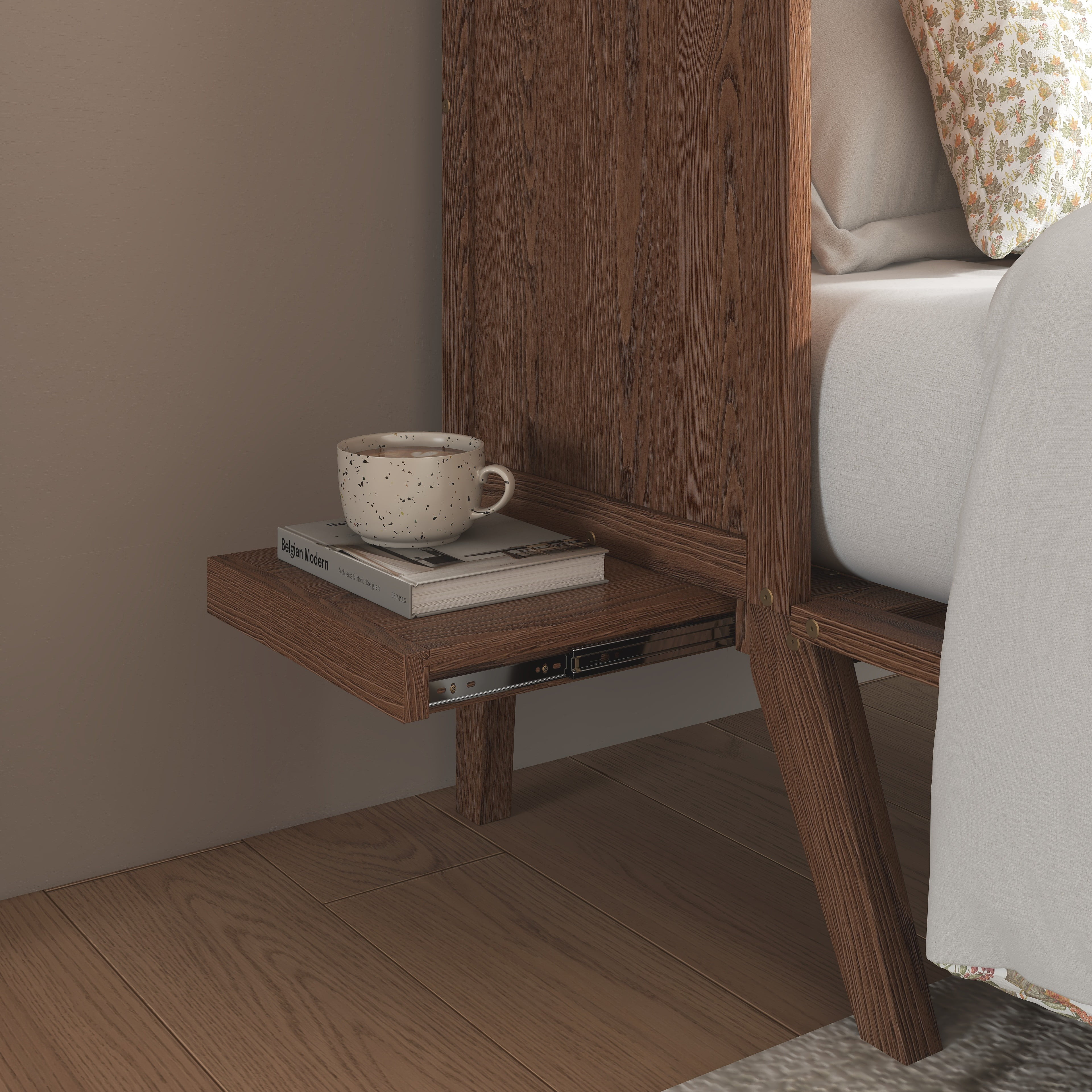 Sailvan Queen Size Murphy Bed with USB Port Shelves on Each Side, Solid Pine Murphy Cabinet Bed