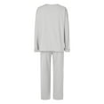 thumbnail image 5 of felwors Womens 2 Piece Outfits Fall Loose Long Sleeve Crewneck Tops and Wide Leg Long Pants Sweatsuit Lounge Sets with Pockets Grey, XXL, 5 of 5
