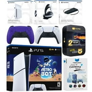 Sony PlayStation 5 Astro Bot Slim Digital Bundle with Disc Drive, Pulse Elite Headset, Extra Controller, Vertical Stand, MightySkins Voucher and 2 Year Extended Warranty - Galactic Purple