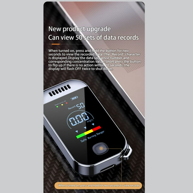 Breathalyzer Alcohol Tester Portable High Accuracy Breathalyzer Non-Contacting Alcohol Detector USB Rechargeable with Digital LED Screen Alarm Function
