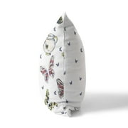 Butterfly Garden Bowl Throw Pillow in White 16x16