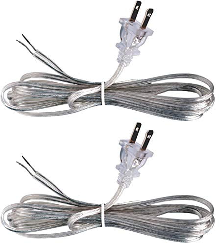 Creative Hobbies Clear Silver Lamp Cord, 8 Foot Long, Replacement Lamp Cord Lamp Repair Part, 18/2 SPT-1 Wire, UL Listed | 2 Pack