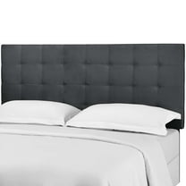 Contemporary Modern Urban Designer Bedroom Full and Queen Size Tufted Headboard, Velvet Fabric, Grey Gray