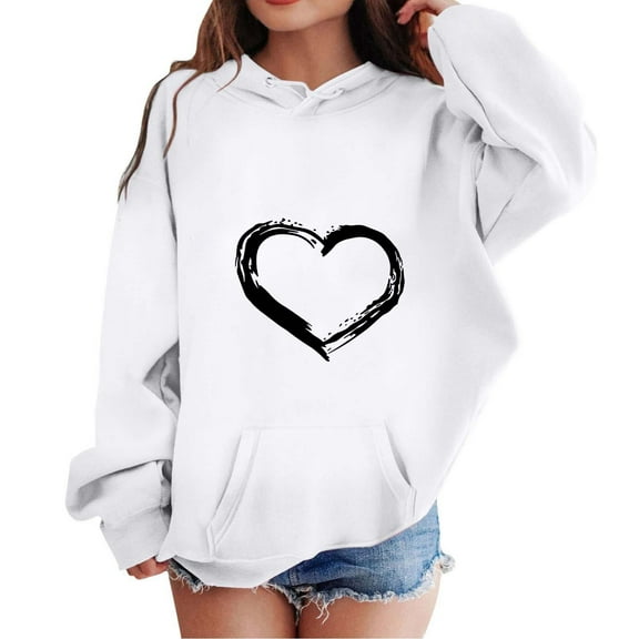 XEGLSBU Hoodies for Girls 10-12 Baggy Preppy Girl's Boy's Hoodie Long Sleeve Soft Sweatshirt Graphic Hoody Kids Cute Pullovers Top Clothes For Girls White Size 12-13 Years
