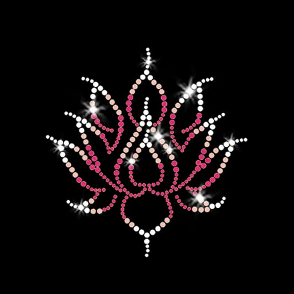 Lotus Flower Yoga Lily Sparkly Bling Iron-on Pink Rhinestone Transfer by JCS Rhinestones