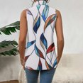 thumbnail image 4 of Tank Tops for Women Plus Size under $5 Sleeveless Turdown Collar Button Casual Print Blouse, 4 of 6