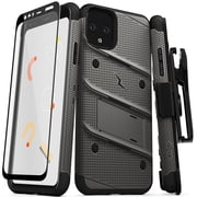 ZIZO BOLT Series Google Pixel 4 Case | Heavy-duty Military-grade Drop Protection w/ Kickstand Included Belt Clip Holster Tempered Glass Lanyard (Metal Gray/Black)