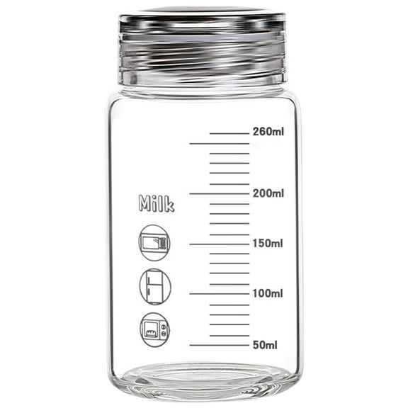 Soimiss Wide Mouth Graduated Glass Water Bottle Transparent for Home Drinking