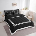 thumbnail image 3 of Homewish Black White Stripes Bedding Comforter Set 7pcs for Men, Abstract Ombre Line Queen Bedding Sets, Simple Fashion Style Reversible Queen Sheet Sets, Super Cozy Room Decor, 3 of 7
