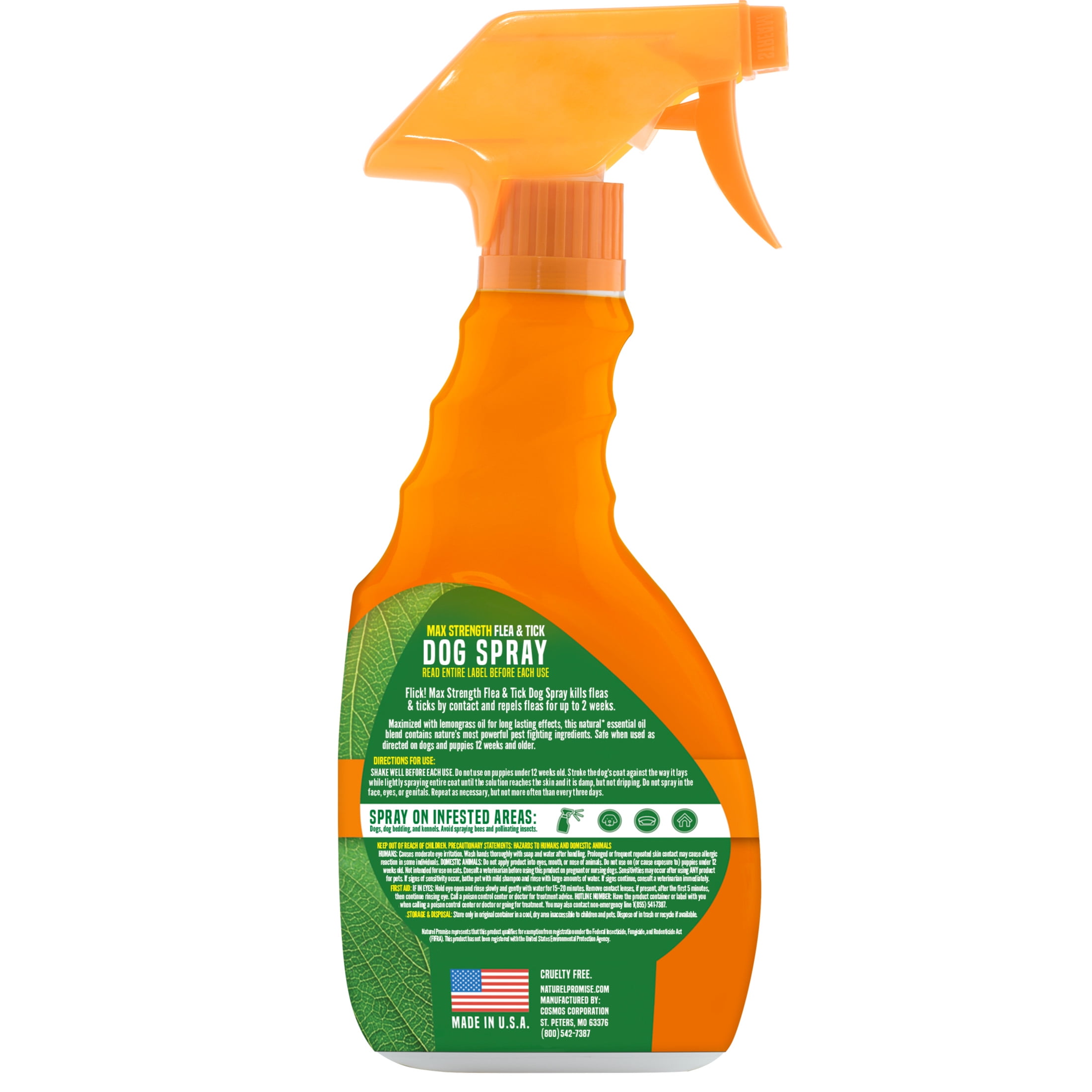 Naturel Promise Flick! Natural Flea & Tick Max Strength Spray for Dogs, 16oz