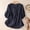 Navy, variant on VOUZZA Womens Tees Loose Fit Embroidered Floral Vine Linen 3/4 Sleeve Blouse Ethnic Lightweight Summer Retro Pullover Casual Top Blouse