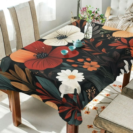 

Yayeee Tablecloths for Rectangular Tables 54 x 72 inch Party Table Cover Red Flowers Pattern
