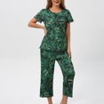 thumbnail image 2 of Jamicy Pyjama de Mode pour Femmes, Haut à Manches Courtes Imprimé avec Cordon de Serrage, Ensemble de Pyjama pour Dames, Confortable, Col Rond, Tenue de Détente, 2 of 7