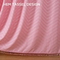 thumbnail image 5 of Zrodlmo Boho Chevron Textured Fabric No Hook Shower Curtain,Farmhouse Tassel Bathroom Curtain with Hooks,72"x 72",Pink, 5 of 7