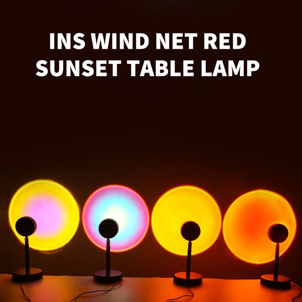 Lámpara Proyección de puesta de sol romántica Luz LED Luz de noche de arco iris para sala de estar Ehuebsd Para estrenar