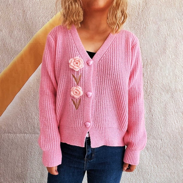 Ailaofu Women's Long Sleeve Knit Sweater Open Front Cardigan Button Loose Outerwear
