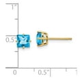 thumbnail image 3 of 14K Yellow Gold Earring Stud Women'S Swiss Blue Topaz Center Stone Mounting Square 6 mm, 3 of 3