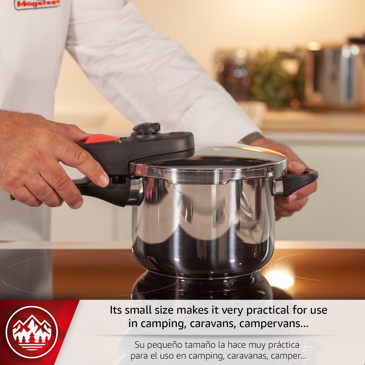 MAGEFESA Practika Plus 3.4-Quart Stainless Steel Pressure Cooker, 5 Safety Features, All Stovetops