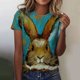 thumbnail image 2 of Blusa de manga corta con cuello redondo para mujer a la moda, camisetas sueltas con estampado Fridja bn6644, 2 of 5