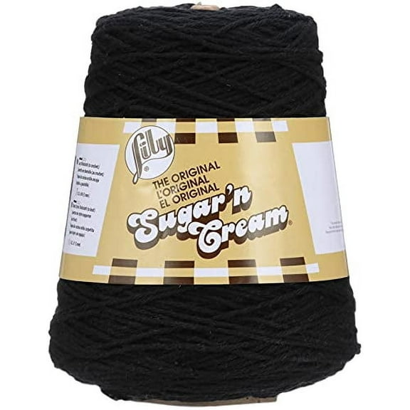 Lily Sugar'n Cream Yarn Cone - Black Black - 14 oz/706 yds - Medium Weight #4 - 100% Cotton