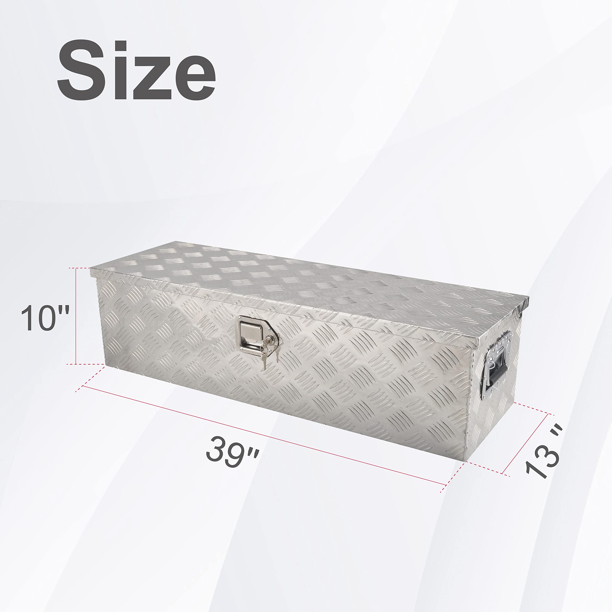 FGJQEFG 39 Inch Truck Tool Box Aluminum Trailer Toolbox Underbody Box w/Lock 39x13x10 Inch