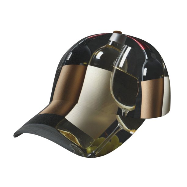 Fotbe Two Bottles Of Red And White Wine Gorro Clásico de Béisbol, Gorra Ajustable con Broche Snapback, Gorro de Exterior de Algodón Suave