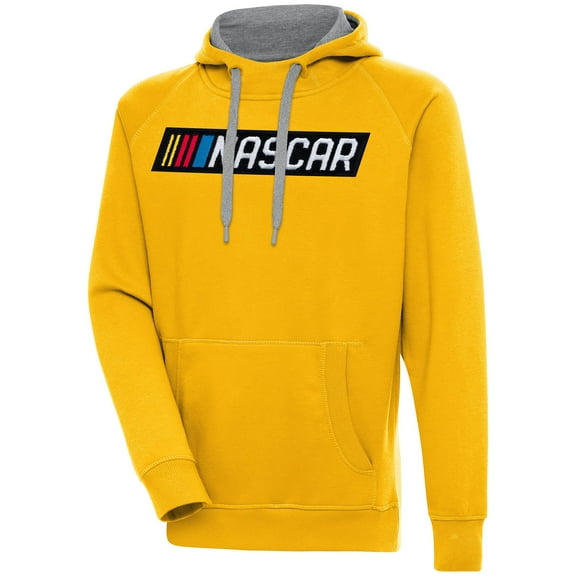 Men's Antigua  Gold NASCAR Victory Chenille Pullover Hoodie