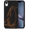 thumbnail image 1 of Wood phone case for iPhone XR compatible protective cell phone cover shockproof slim fit laser engraved Antarctic Penguin design Black wood case for Men & Women by CaseYard, 1 of 7
