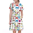 thumbnail image 1 of Bixox Robe d'Été à Manches Courtes pour Femmes Robe Ample Longueur Genou avec Poches-Été, 1 of 7