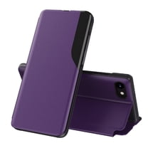 Case for iPhone 8 Plus / iPhone 7 Plus, Durable PU Leather Shockproof Mirror Window Flip Folio Phone Case with Magnetic Closure Kickstand Bracket Case for iPhone 8 Plus / iPhone 7 Plus,Purple