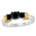 thumbnail image 3 of 0.75 Carat Three Stone Two-Tone Black Diamond Engagement Bridal Ring Prong 14K White and Yellow Gold, 3 of 6