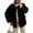 Black, variant on Women's Lamb Wool Fall Winter Plush Jackets Collarless Button Down Coat Comfy Long Sleeve Casual Outwear Jackets
