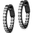 thumbnail image 2 of Sterling Silver Black Rhodium-Plated Cz In And Out Hoop Earrings (18.77 X 19.31) Made Indonesia qe7575b, 2 of 5